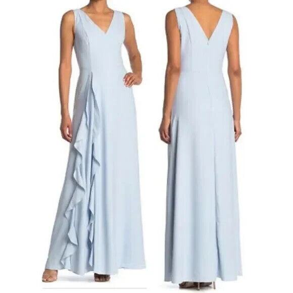 Ted Baker NWOT Azaelea V-Neck Ruffle Maxi Dress Blue Size 2